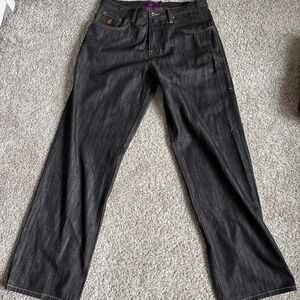 Rocawear Men's 36x34 Black w/Rear Pockets Embroid Dark Vintage Straight Jeans